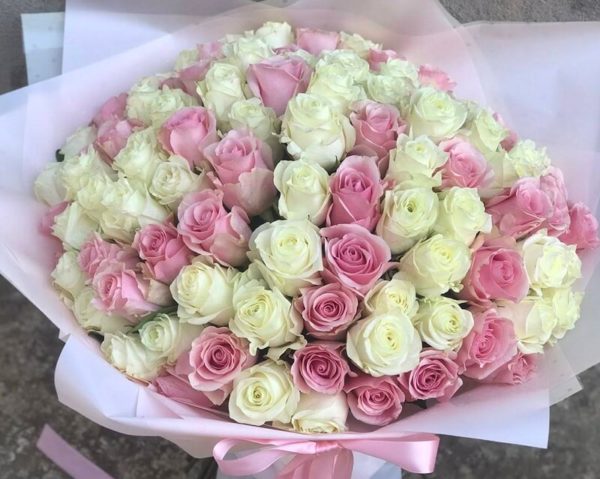 101 Pink and White Roses bouquet Cyprus