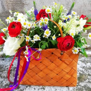Pretty basket with garden flowers