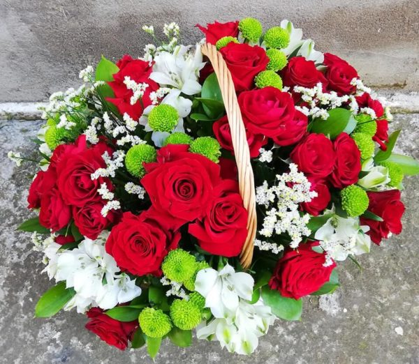 Basket with roses and alstromerias cyprus